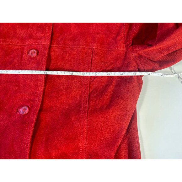 Vintage Red Suede Leather Jacket by Jaclyn Smith Button-Front Womens Size M - Picture 8 of 12